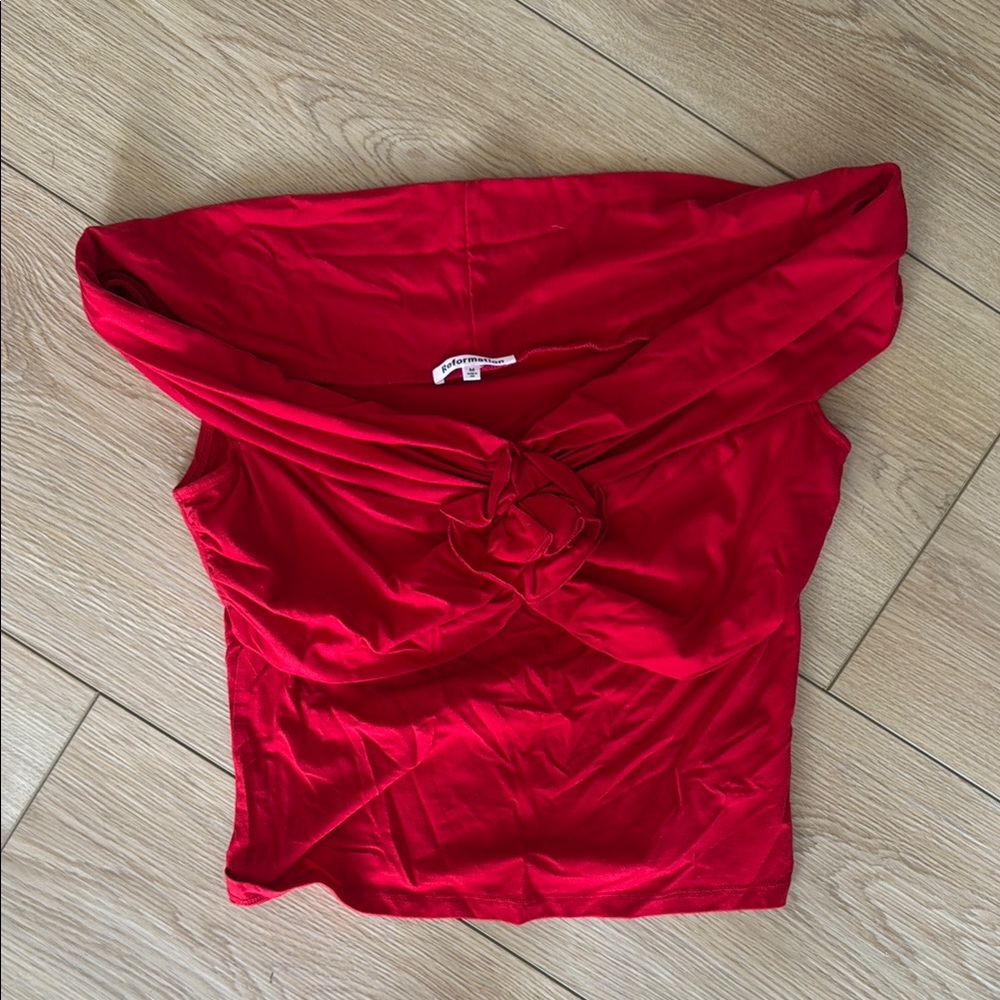 Elegant Red Off-Shoulder Top